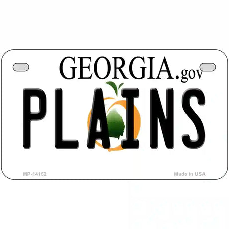 Plains Georgia Novelty Metal License Plate 7" x 4" (MP)