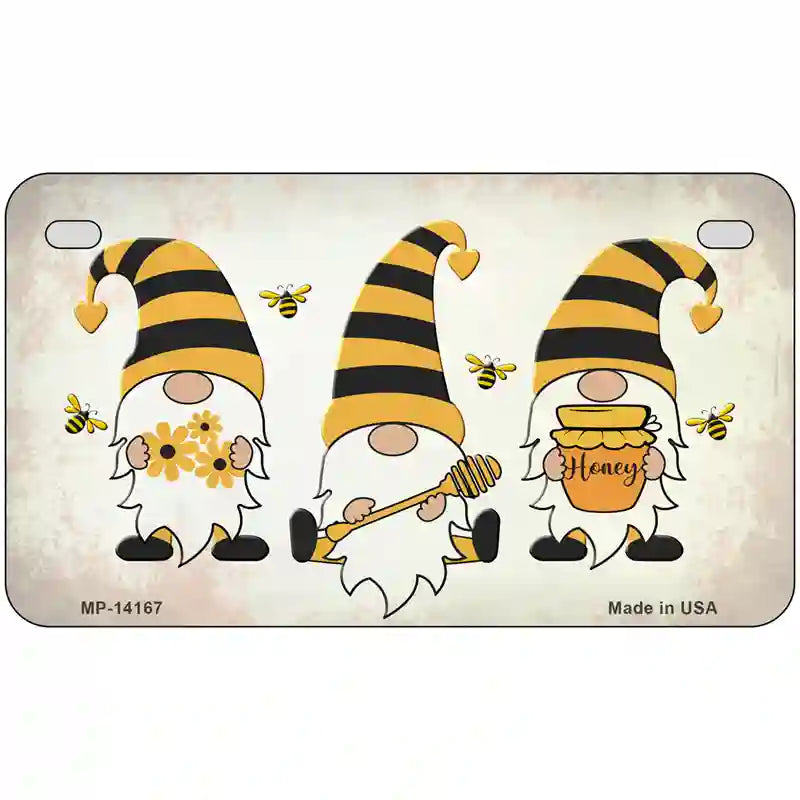 Gnomes Honeybees Novelty Metal License Plate 7" x 4" (MP)