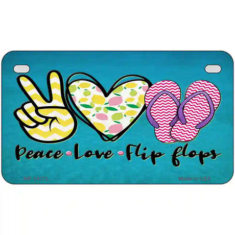 Peace Love Flip Flops Novelty Metal License Plate 7" x 4" (MP)