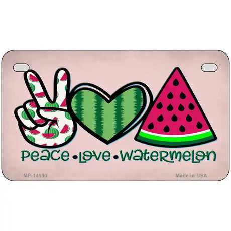 Peace Love Watermelon Novelty Metal License Plate 7" x 4" (MP)