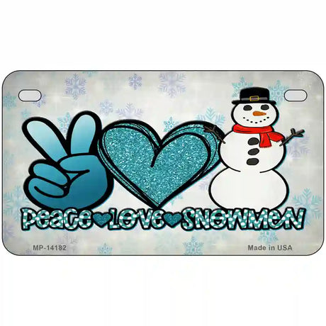 Peace Love Snowman Novelty Metal License Plate 7" x 4" (MP)