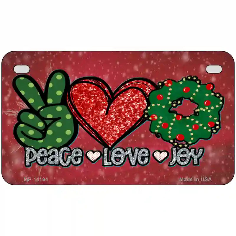 Peace Love Joy Novelty Metal License Plate 7" x 4" (MP)