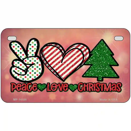 Peace Love Christmas Novelty Metal License Plate 7" x 4" (MP)