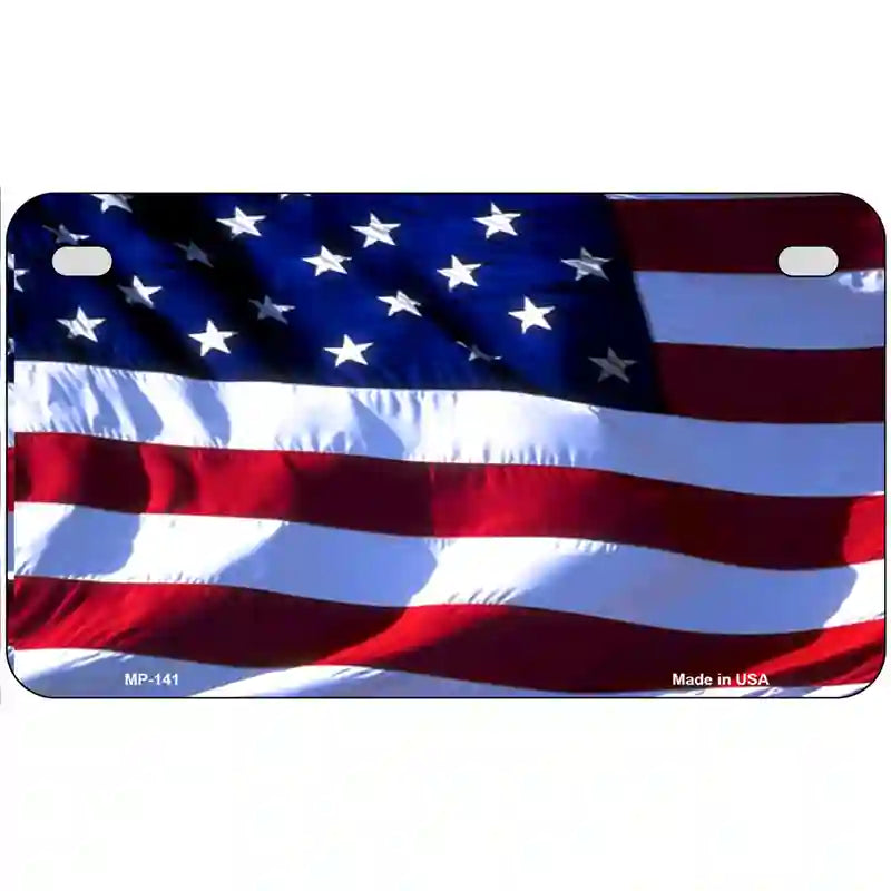 American Flag Metal Novelty License Plate 7" x 4" (MP)