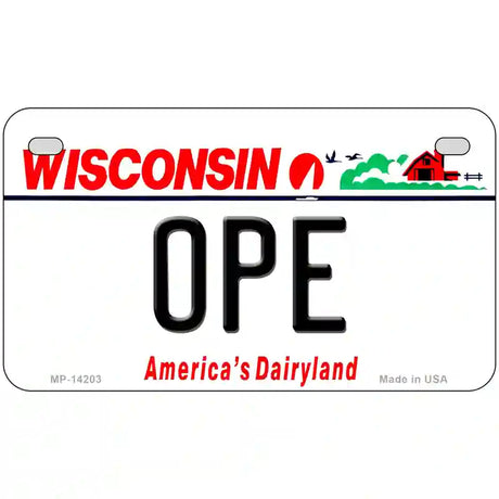 Ope Wisconsin Novelty Metal License Plate 7" x 4" (MP)