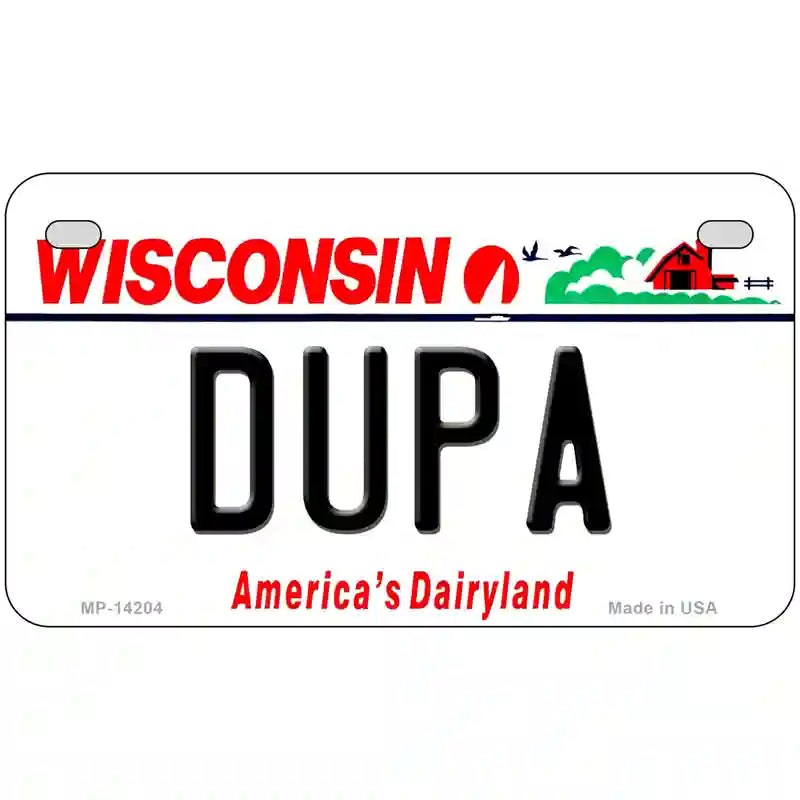 Dupa Wisconsin Novelty Metal License Plate 7" x 4" (MP)