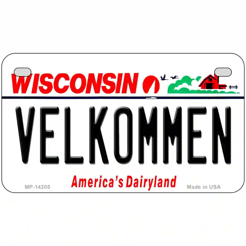 Velkommen Wisconsin Novelty Metal License Plate 7" x 4" (MP)