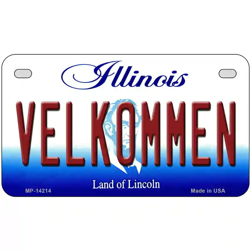 Velkommen Illinois Novelty Metal License Plate 7" x 4" (MP)