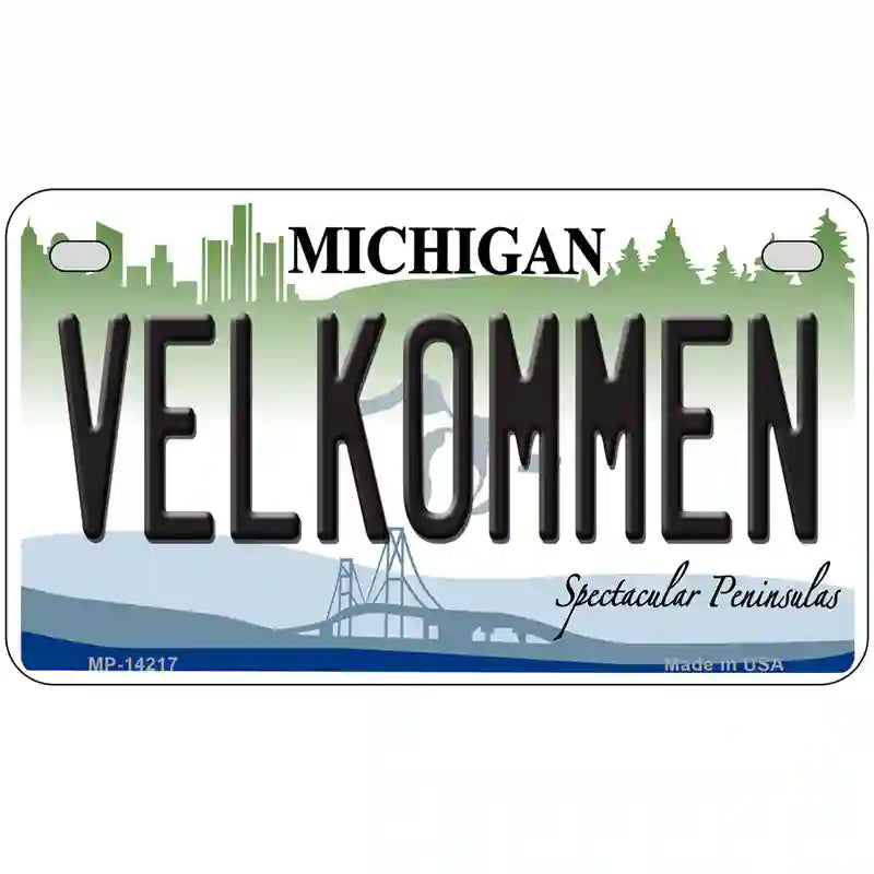 Velkommen Michigan Novelty Metal License Plate 7" x 4" (MP)