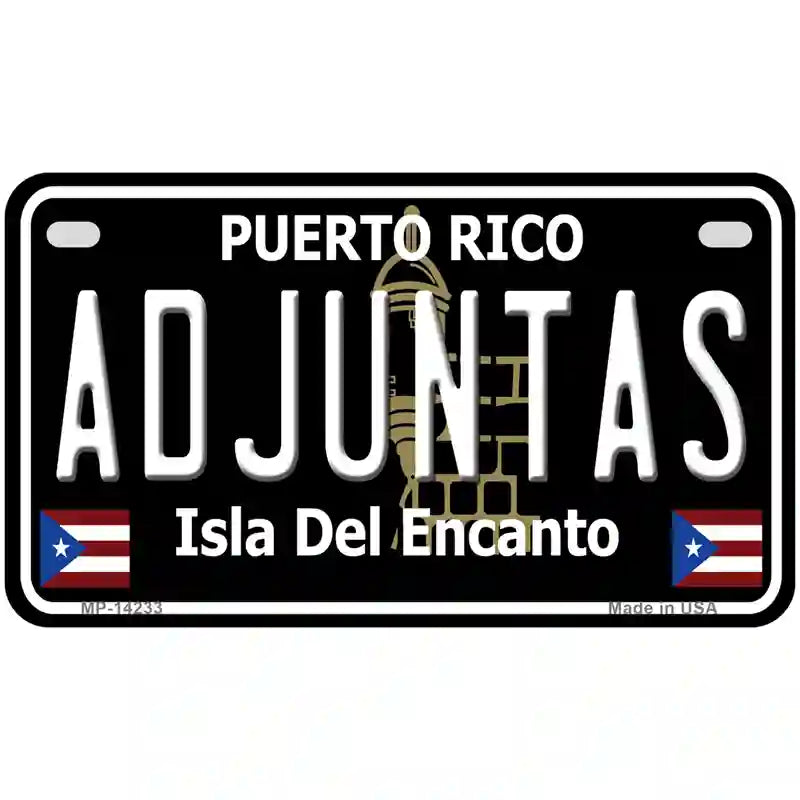 Adjuntas Puerto Rico Black Novelty Metal License Plate 7" x 4" (MP)