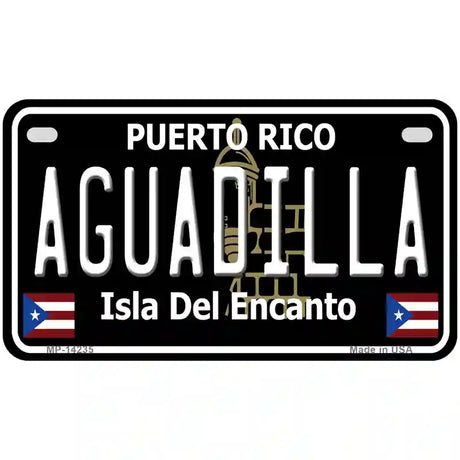 Aguadilla Puerto Rico Black Novelty Metal License Plate 7" x 4" (MP)