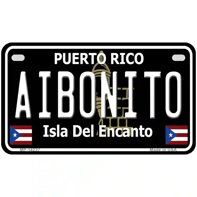 Aibonito Puerto Rico Black Novelty Metal License Plate 7" x 4" (MP)