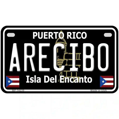 Arecibo Puerto Rico Black Novelty Metal License Plate 7" x 4" (MP)