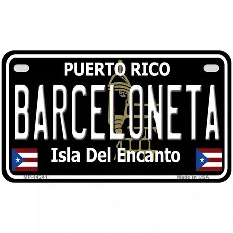 Barceloneta Puerto Rico Black Novelty Metal License Plate 7" x 4" (MP)