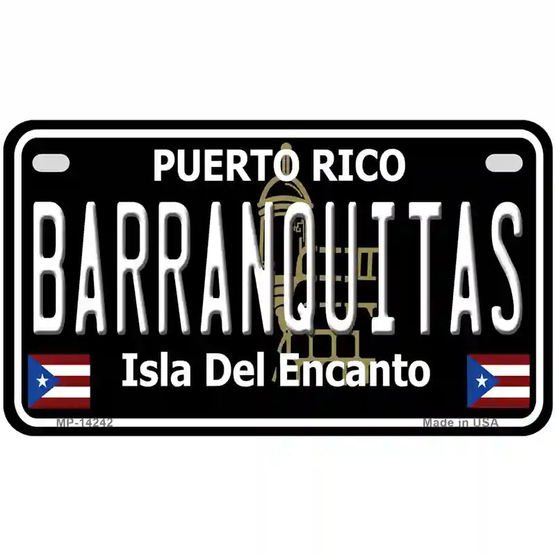 Barranquitas Puerto Rico Black Novelty Metal License Plate 7" x 4" (MP)