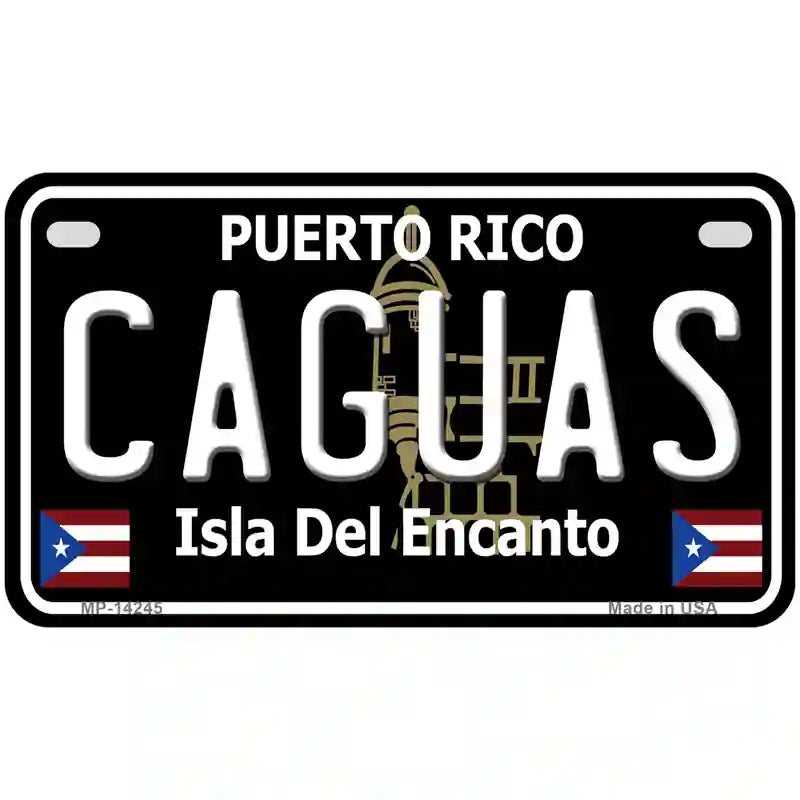 Caguas Puerto Rico Black Novelty Metal License Plate 7" x 4" (MP)