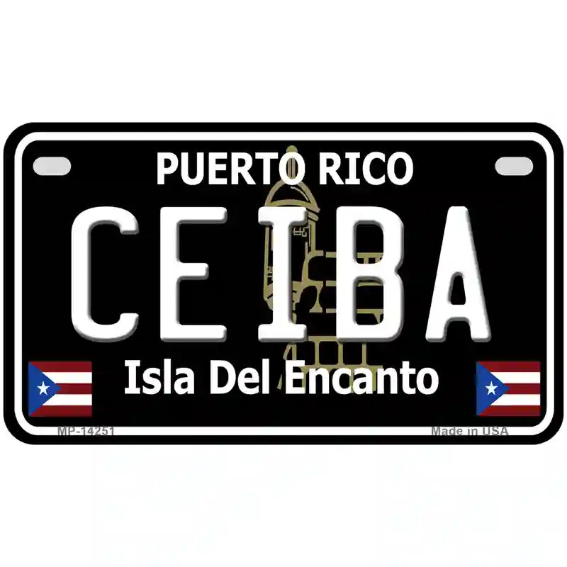 Ceiba Puerto Rico Black Novelty Metal License Plate 7" x 4" (MP)