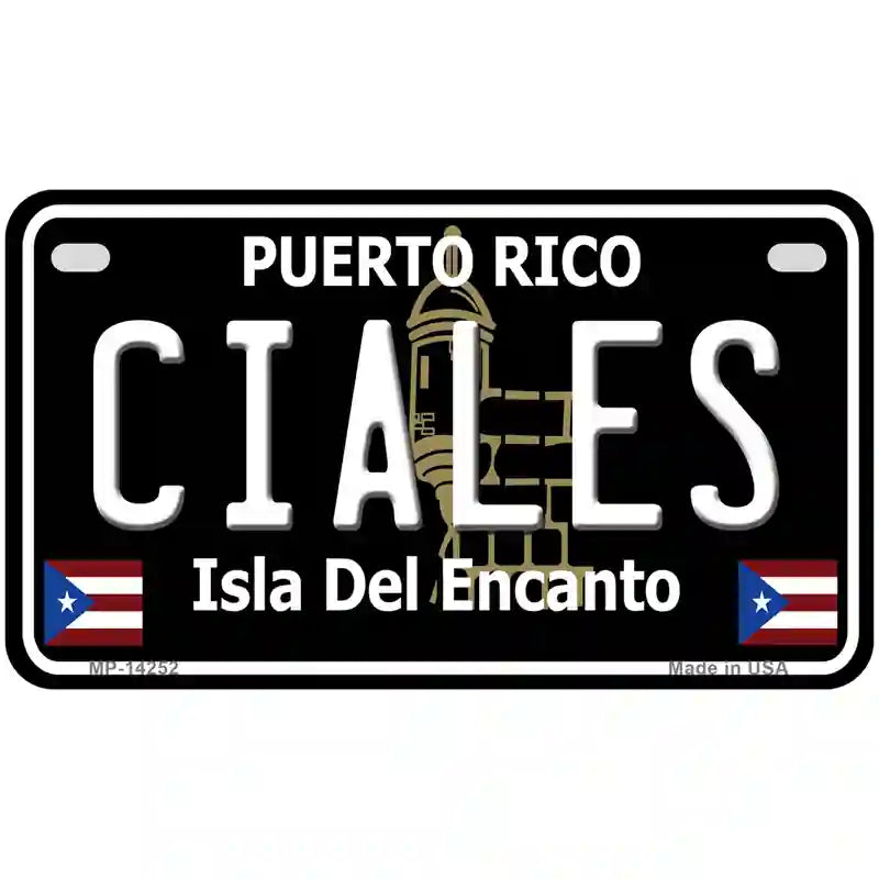 Ciales Puerto Rico Black Novelty Metal License Plate 7" x 4" (MP)