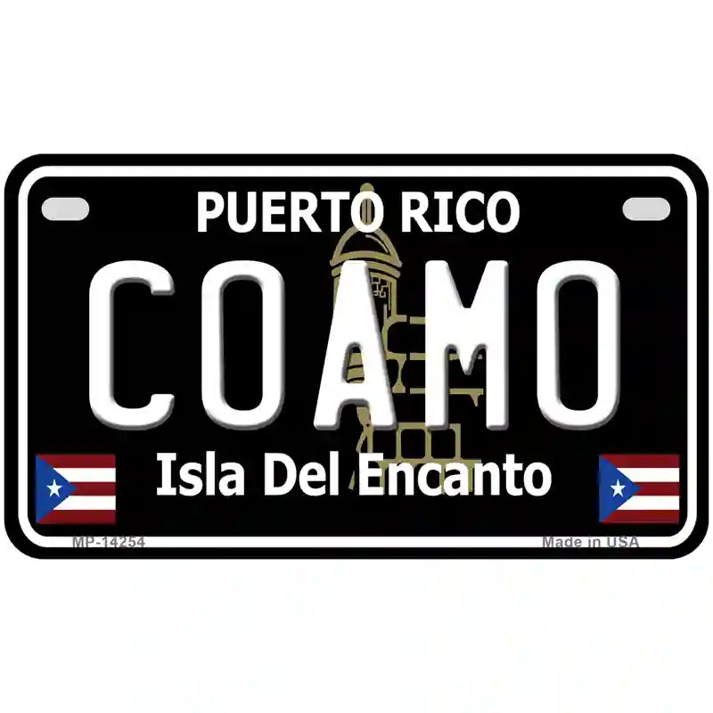 Coamo Puerto Rico Black Novelty Metal License Plate 7" x 4" (MP)