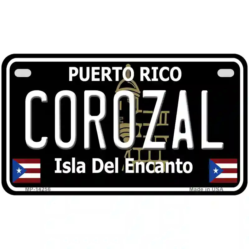 Corozal Puerto Rico Black Novelty Metal License Plate 7" x 4" (MP)