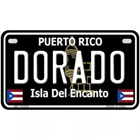 Dorado Puerto Rico Black Novelty Metal License Plate 7" x 4" (MP)