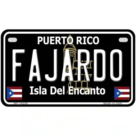 Fajardo Puerto Rico Black Novelty Metal License Plate 7" x 4" (MP)