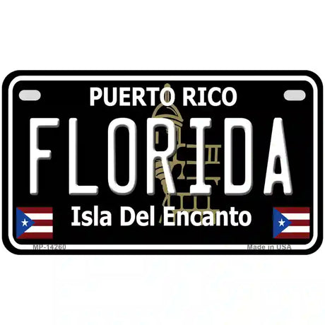 Florida Puerto Rico Black Novelty Metal License Plate 7" x 4" (MP)