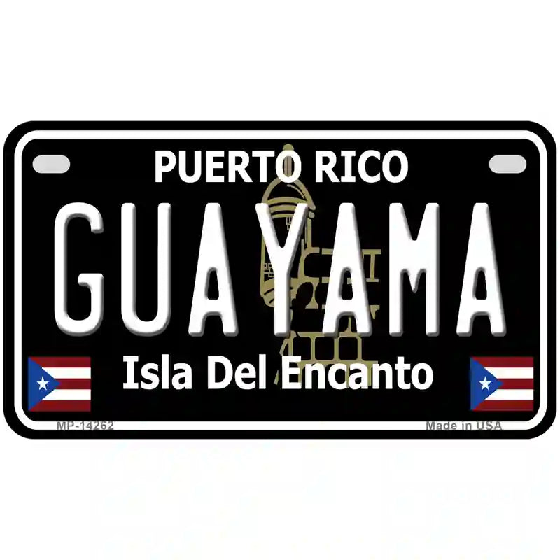 Guayama Puerto Rico Black Novelty Metal License Plate 7" x 4" (MP)