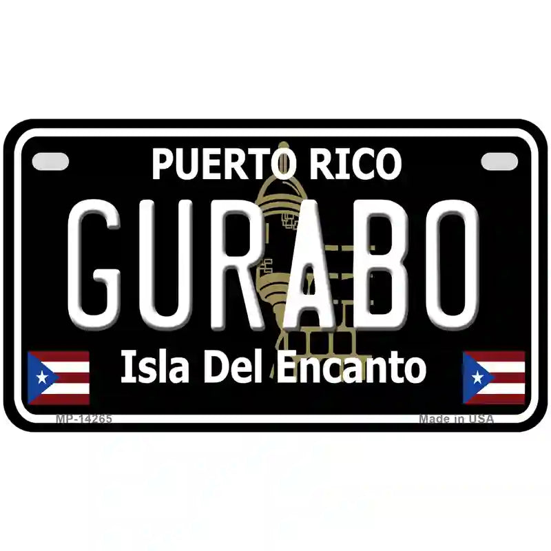 Gurabo Puerto Rico Black Novelty Metal License Plate 7" x 4" (MP)