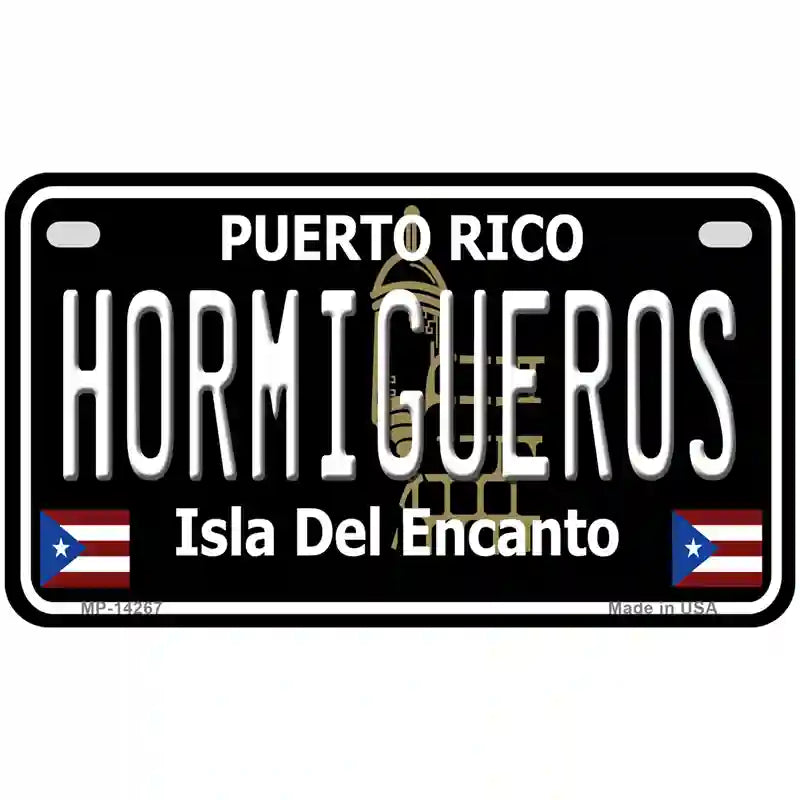 Hormigueros Puerto Rico Black Novelty Metal License Plate 7" x 4" (MP)