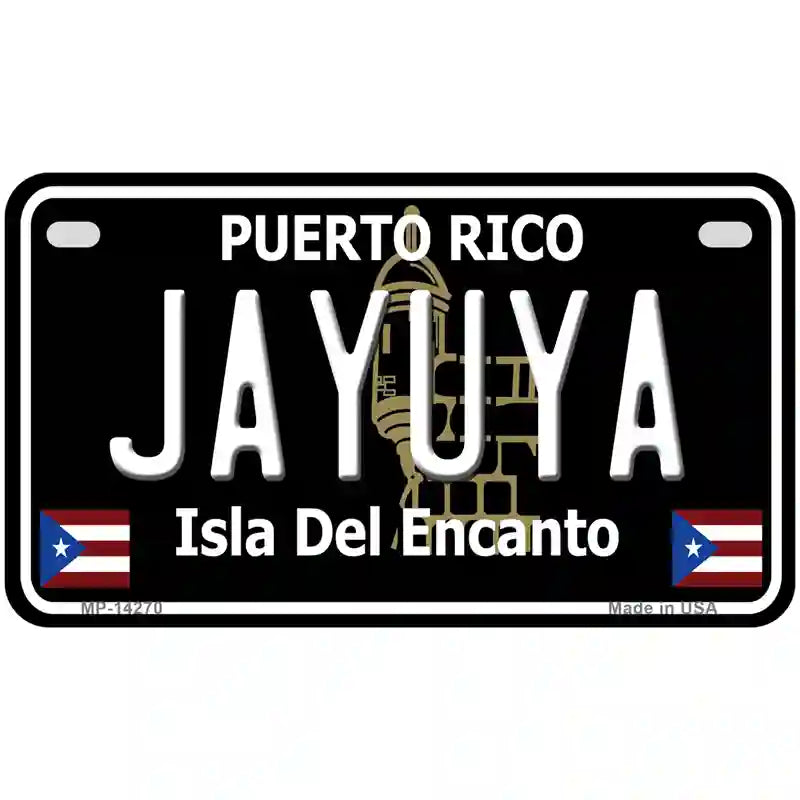 Jayuya Puerto Rico Black Novelty Metal License Plate 7" x 4" (MP)