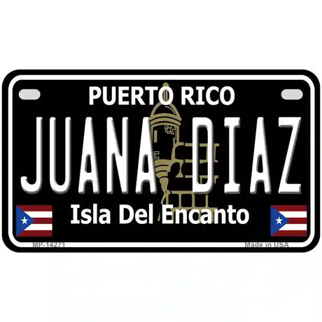 Juana Diaz Puerto Rico Black Novelty Metal License Plate 7" x 4" (MP)