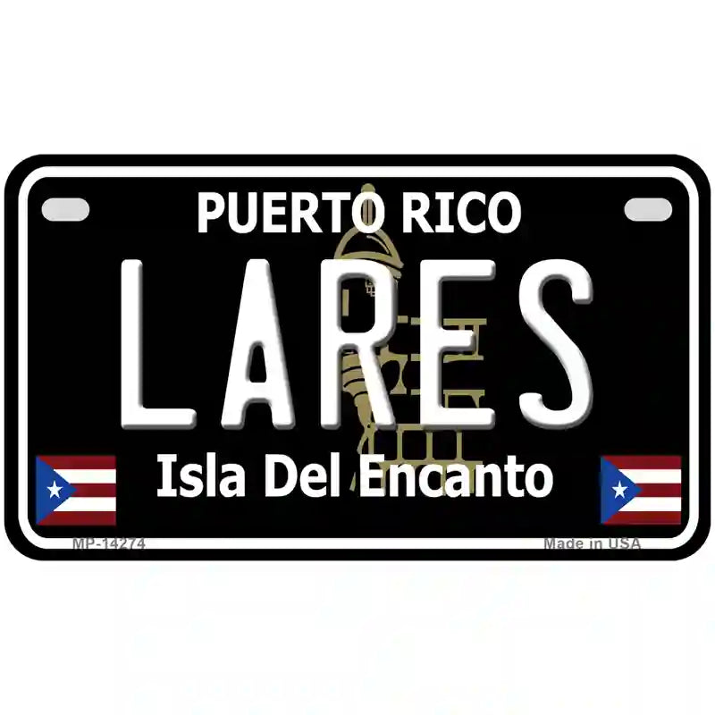 Lares Puerto Rico Black Novelty Metal License Plate 7" x 4" (MP)