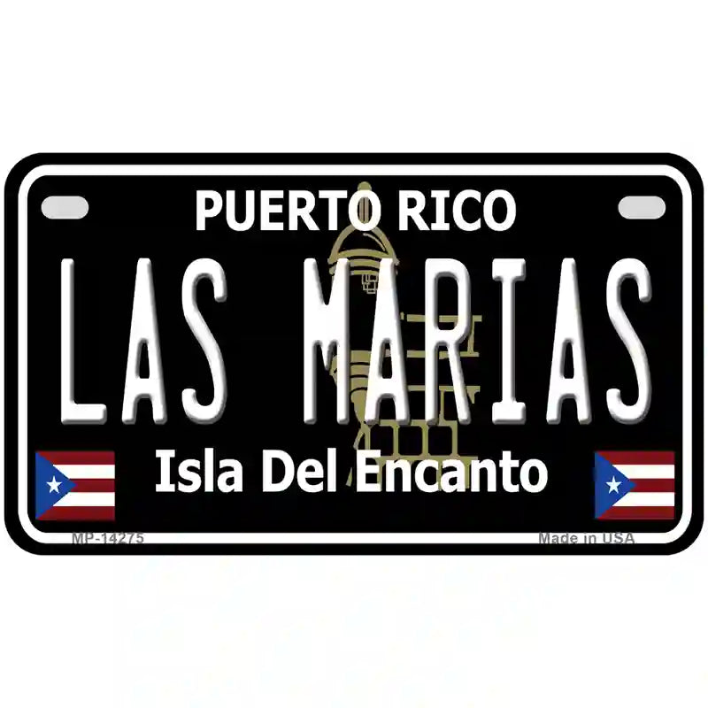 Las Marias Puerto Rico Black Novelty Metal License Plate 7" x 4" (MP)