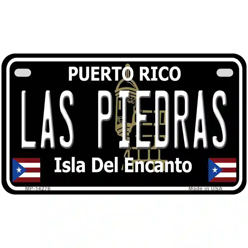 Las Piedras Puerto Rico Black Novelty Metal License Plate 7" x 4" (MP)