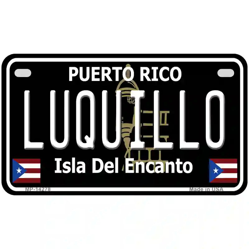 Luquillo Puerto Rico Black Novelty Metal License Plate 7" x 4" (MP)