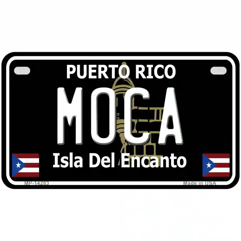 Moca Puerto Rico Black Novelty Metal License Plate 7" x 4" (MP)