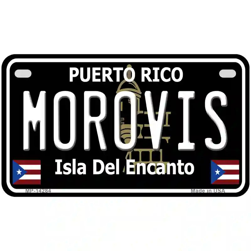 Morovis Puerto Rico Black Novelty Metal License Plate 7" x 4" (MP)