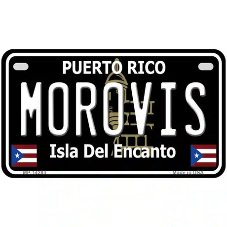 Morovis Puerto Rico Black Novelty Metal License Plate 7" x 4" (MP)