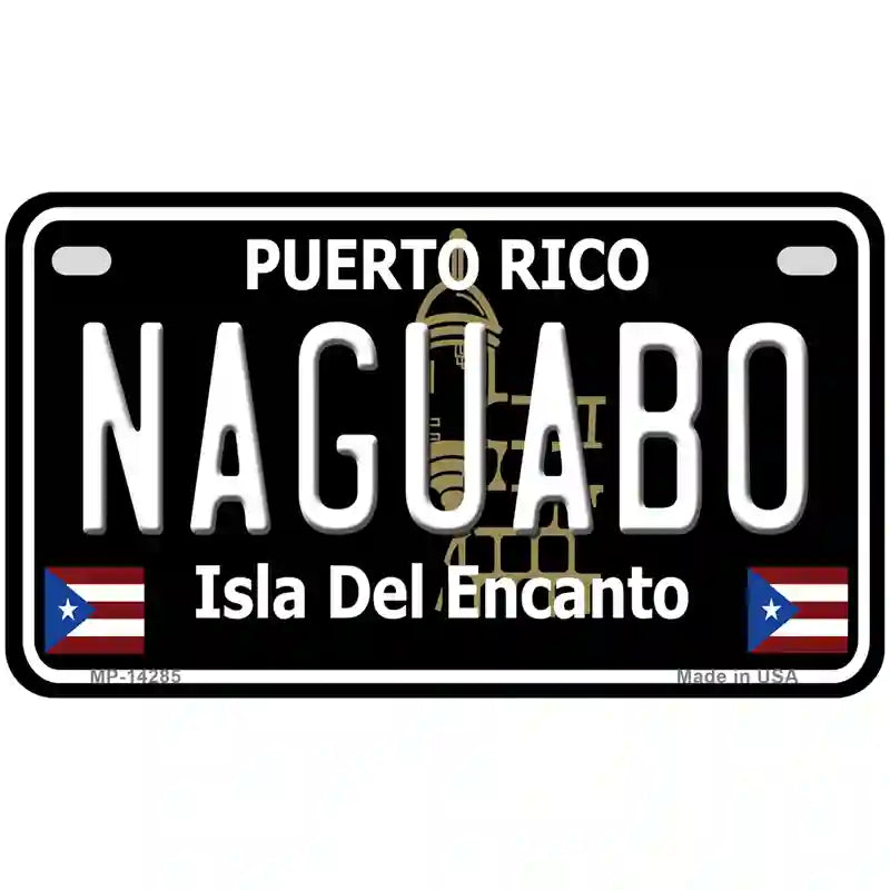 Naguabo Puerto Rico Black Novelty Metal License Plate 7" x 4" (MP)