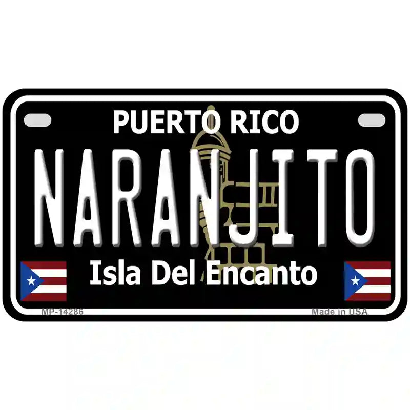 Naranjito Puerto Rico Black Novelty Metal License Plate 7" x 4" (MP)