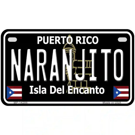 Naranjito Puerto Rico Black Novelty Metal License Plate 7" x 4" (MP)