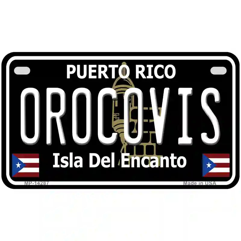 Orocovis Puerto Rico Black Novelty Metal License Plate 7" x 4" (MP)