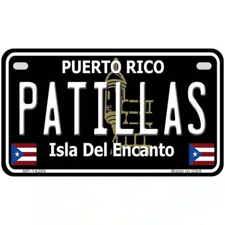 Patillas Puerto Rico Black Novelty Metal License Plate 7" x 4" (MP)