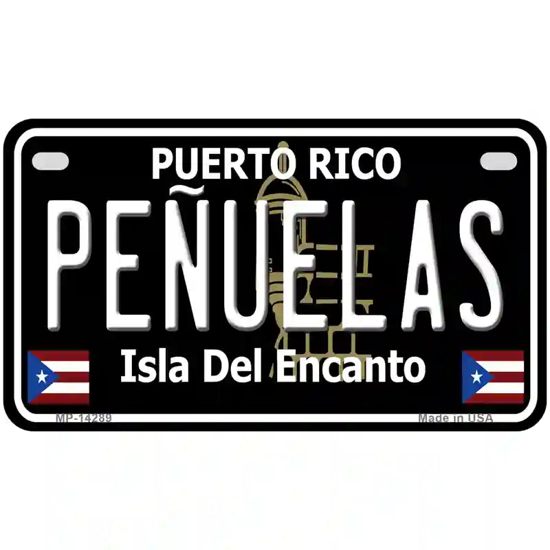 Penuelas Puerto Rico Black Novelty Metal License Plate 7" x 4" (MP)