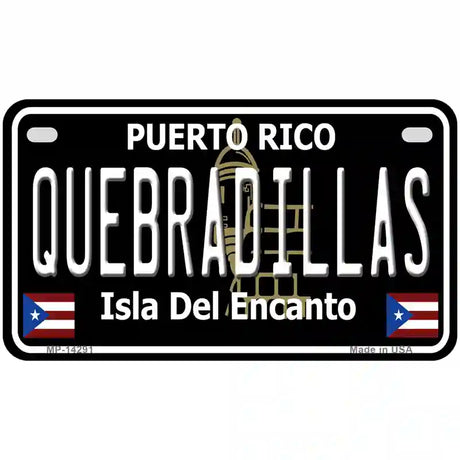 Quebradillas Puerto Rico Black Novelty Metal License Plate 7" x 4" (MP)