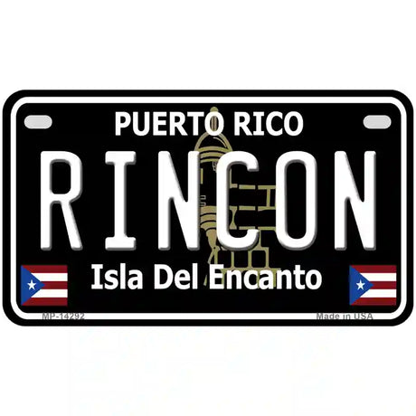 Rincon Puerto Rico Black Novelty Metal License Plate 7" x 4" (MP)