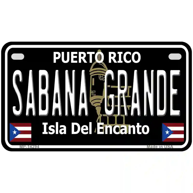 Sabana Grande Puerto Rico Black Novelty Metal License Plate 7" x 4" (MP)