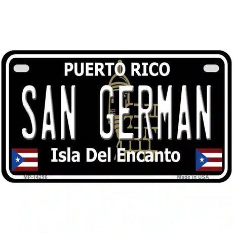 San German Puerto Rico Black Novelty Metal License Plate 7" x 4" (MP)