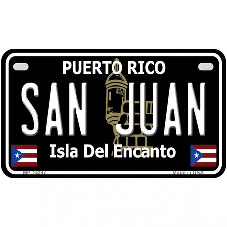 San Juan Puerto Rico Black Novelty Metal License Plate 7" x 4" (MP)